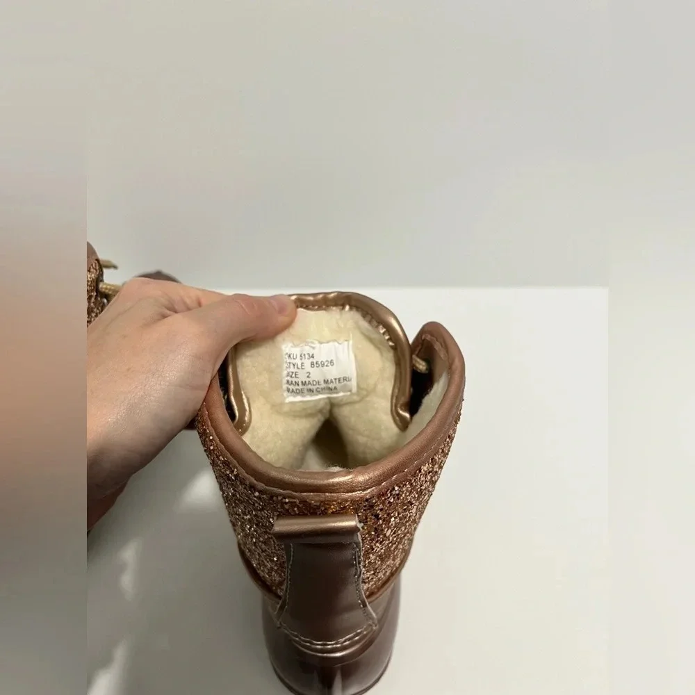 JOSMO Girls Rose Gold Glitter Duck Boots size 2